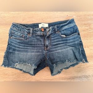 BKE Stella Denim Shorts in Dark Blue with Copper Stitching
